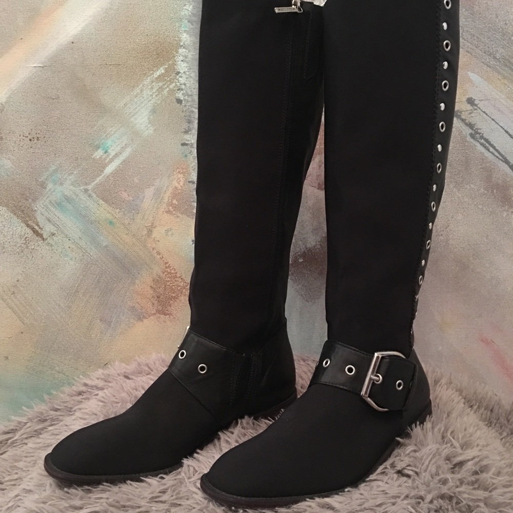 DONALD PLINER Gale Black Boots with Grommets - 9